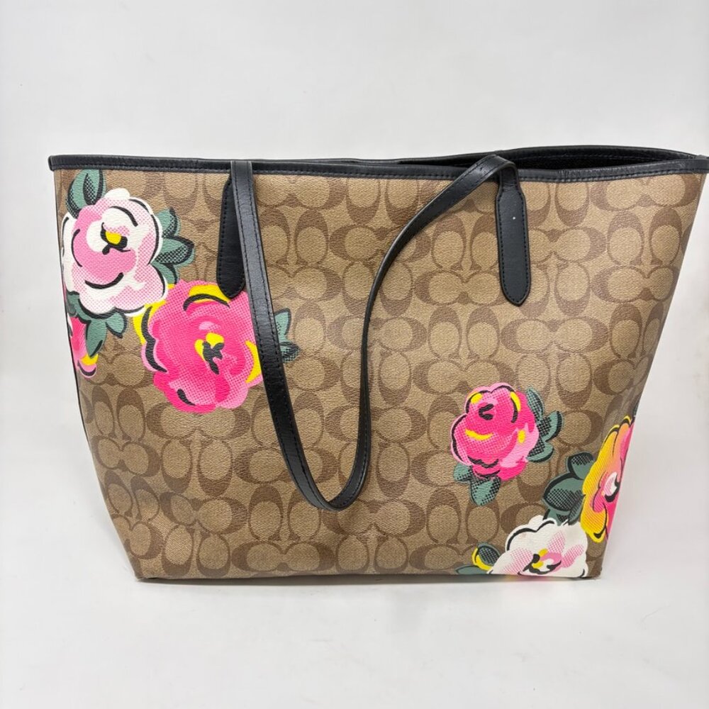 Coach City Women's Tote in Signature Canvas with Vintage Rose Print - Picture 2 of 6